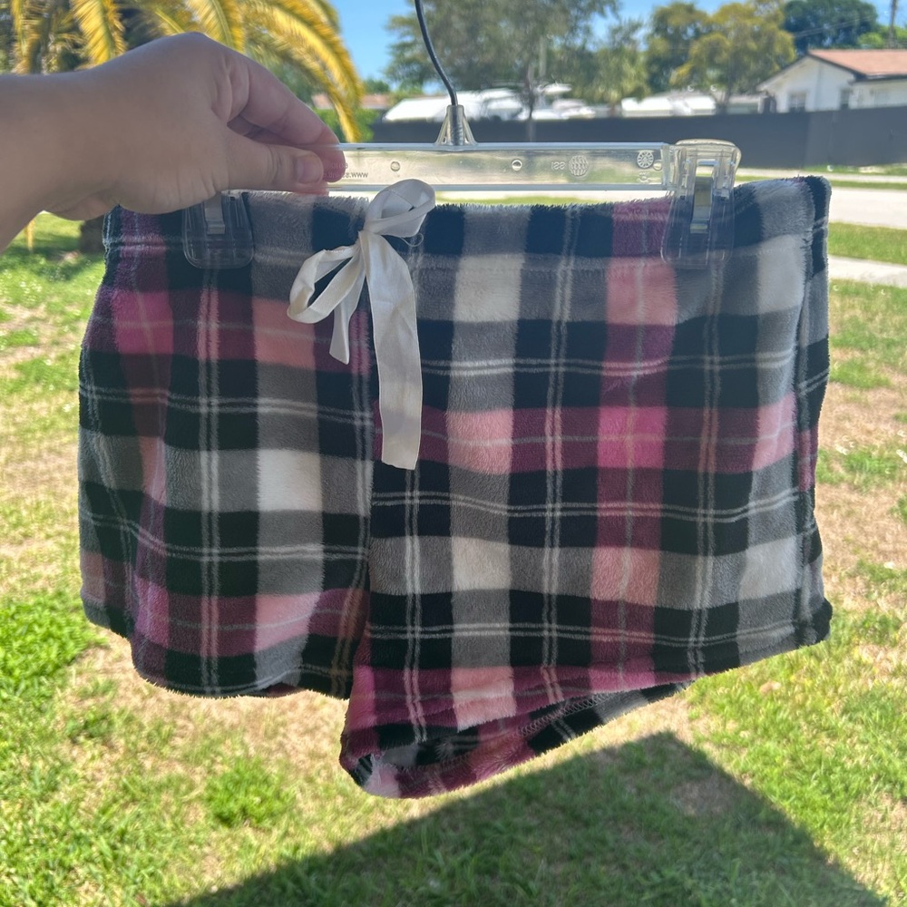 Cozy Plaid Pajama Shorts - Pink, Black, White